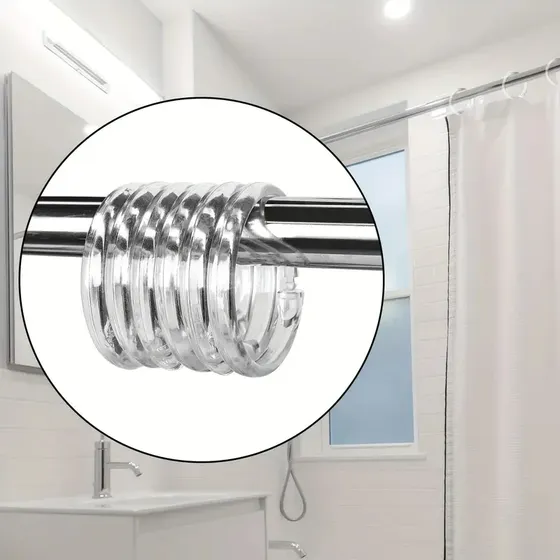 Ganchos Transparentes Tipo Anillo Para Cortinas De Baño