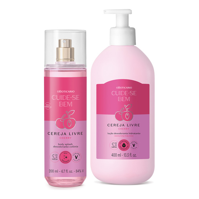 Combo Cereja Livre: Body Splash + Loção Corporal 400ml Combo Cereja Livre: Body Splash + Loção Corporal 400ml