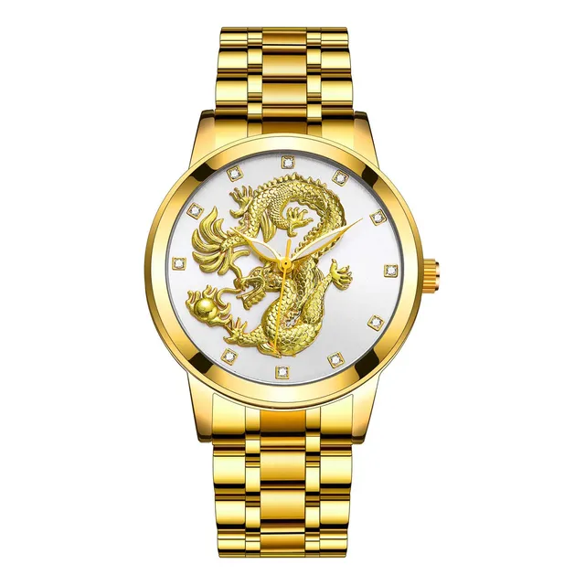 Reloj Dragon Dorado/blanco Skmei Para Hombre