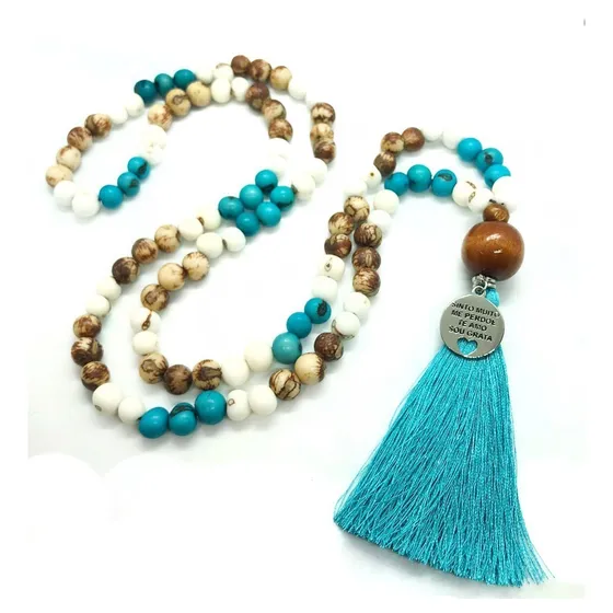 Japamala 108 Contas Ho´oponopono Estilo Beth Russo Cor Azul-turquesa