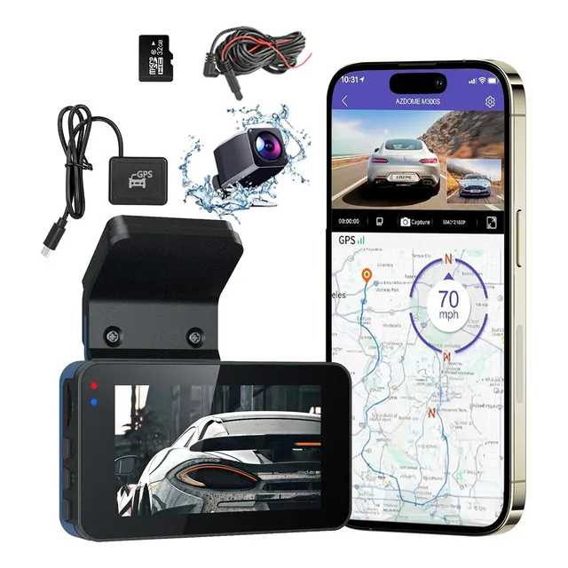 4k Camera Veicular Automotiva Câmeras Duplas Wifi Gps  32g