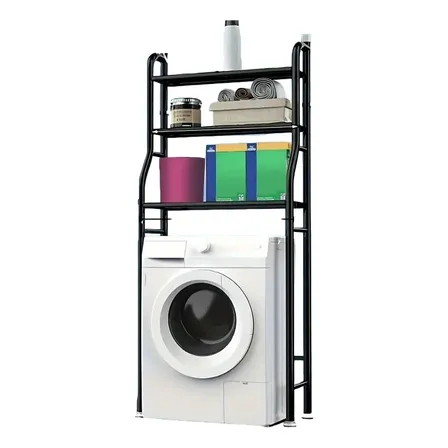 Organizador Estante De Lavadora Metálico Rack 3 Niveles Color Negro
