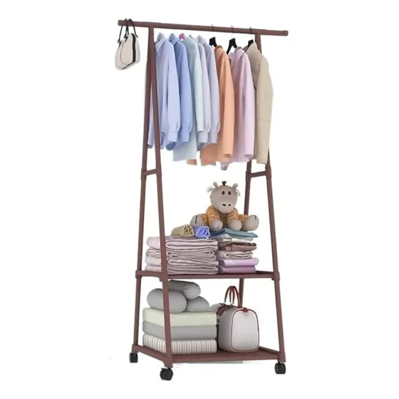 Perchero Colgar Ropa Ruedas Triangular Rack Movil Estanteria Color Bronce