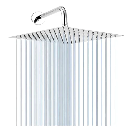 Regadera cuadrada 20 cm acero inoxidable con tubo 40 cm acabado cromado para duchas Balance