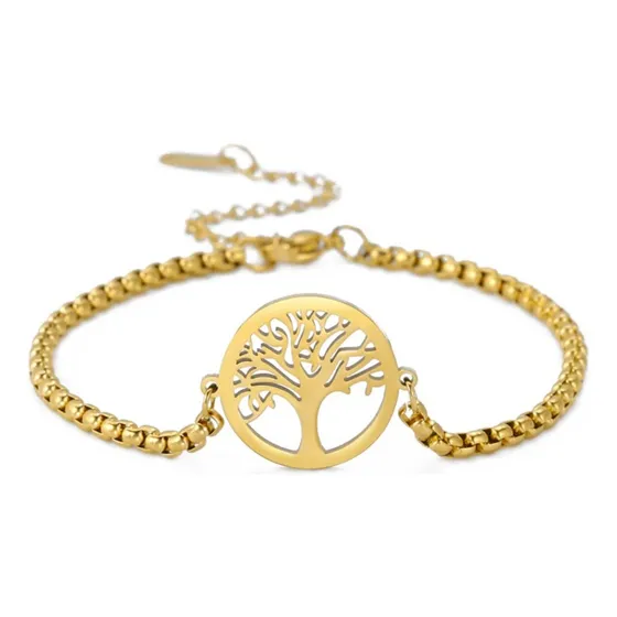 Pulsera Arbol De La Vida Dorado Acero / Todojoyas