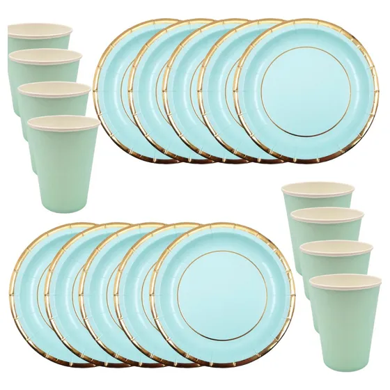 Combo Kit Vaso Plato Eventos Fiestas Cumpleaños Colores X30