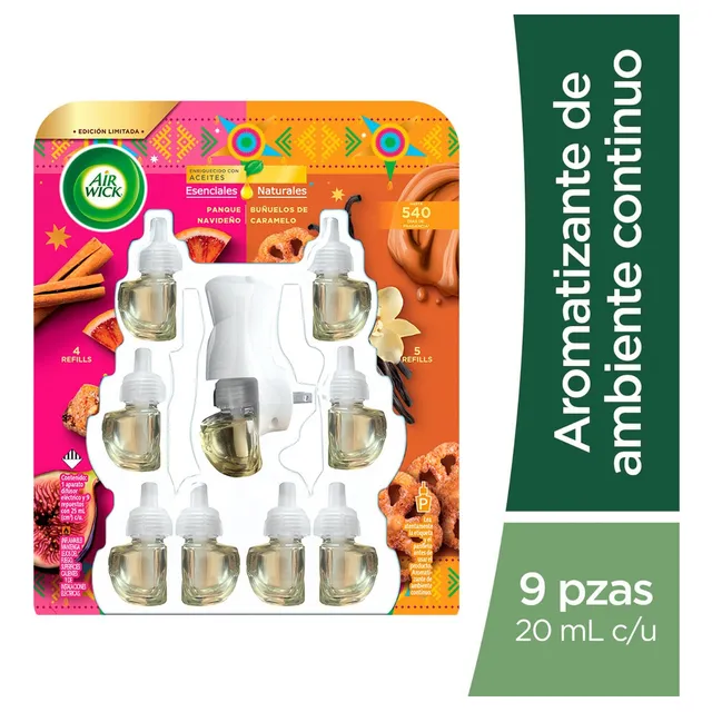 Repuesto Aromatizante Air Wick Edición Limitada Líquido Panque Navideño/bañuelos De Caramelo Pack X 9