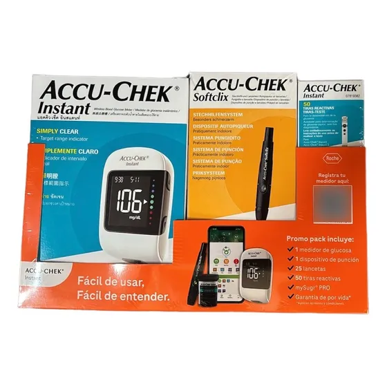 Glucometro Accu-chek Instant Paquete 50 Tiras Y 25 Lancetas