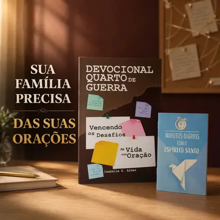 Kit Devocional Quarto de Guerra E Minutos Diários com Espírito Santo Livro Cristão de Oração Fé Batalha Espiritual e Família na Intimidade com Deus