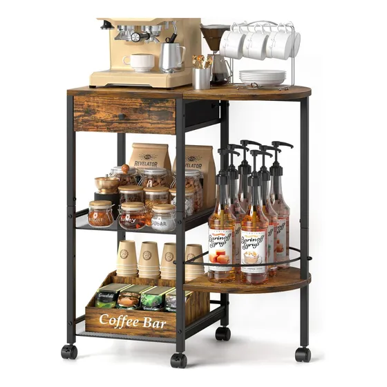 Vinaemo Coffee Bar Station Con Ruedas, Carrito De Café Con 4
