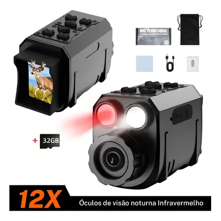 Visão Noturna Infravermelho Hd 1080p 12x Preto