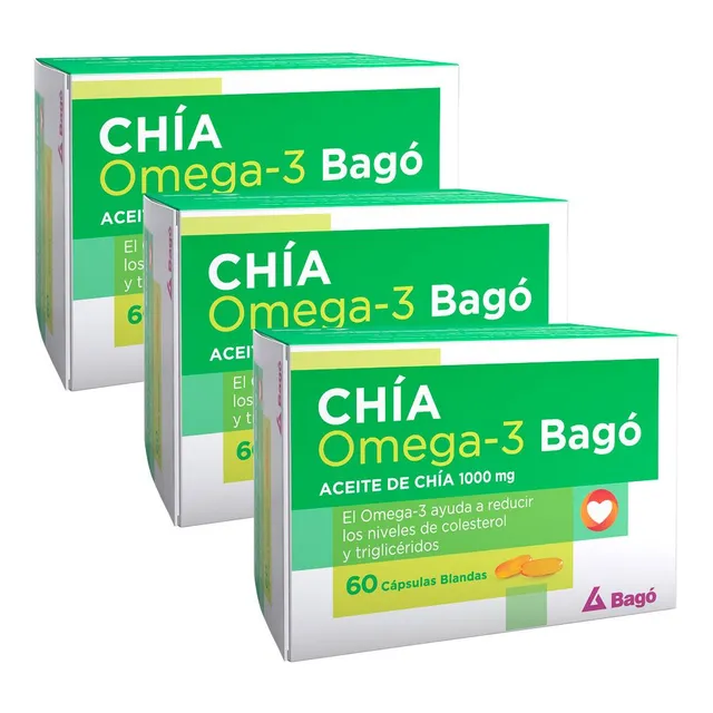 Pack Aceite De Chia Omega 3 Bagó Colesterol 180 Cápsulas