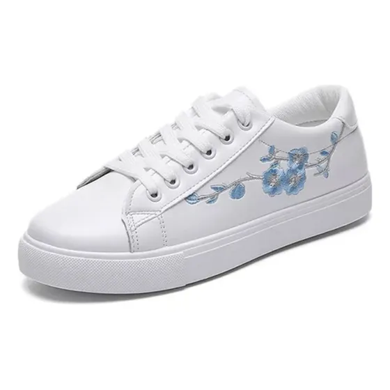 Tenis Atléticos Bordado De Flores Con Plataforma Para Mujer