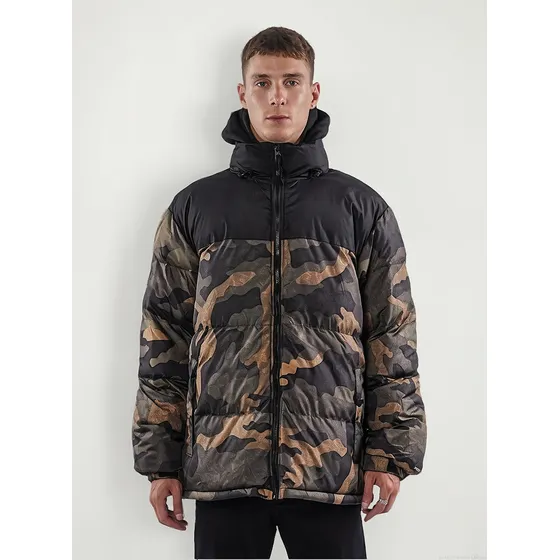 Campera Verde Oscuro Hombre Puffer Camuflada Midway