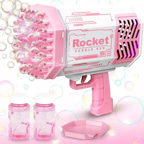 Bazooka Gigante De Burbujas Tiktok Burbujero Eléctrico Color Rosa