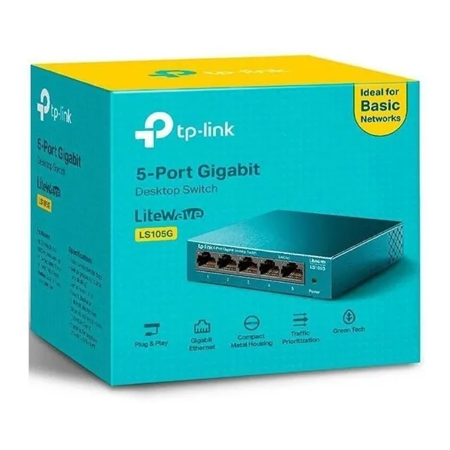 Switch Tp-link Ls105g Metalico Escritorio/montaje Pared 5 Pt
