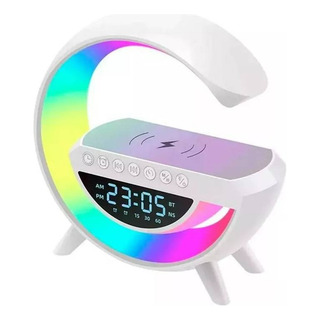 Parlante Lampara G Cargador Inalámbrico Rgb Reloj Bt Color Blanco Parlante Lampara G Cargador Inalámbrico Rgb Reloj Bt Color Blanco