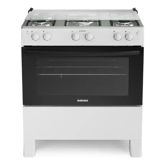 Fogão 5 Bocas a Gás Itatiaia Star com Acendimento Automático e Forno 88L Branco Bivolt