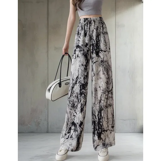 Pantalones Finos De Seda Helada Para Mujer, Pantalones Ancho
