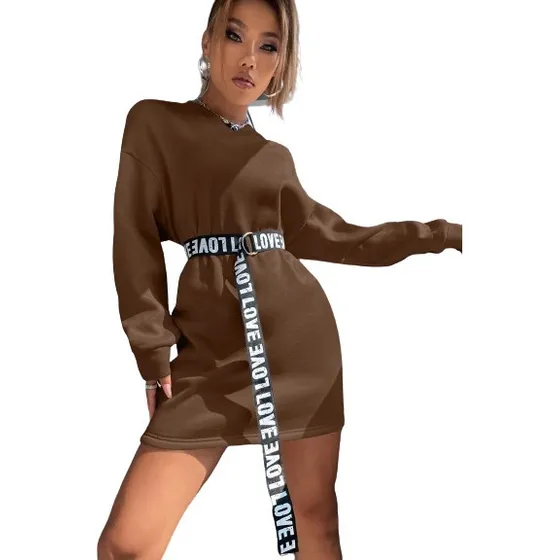 Vestido Sudadera Con Cinturon De Shein