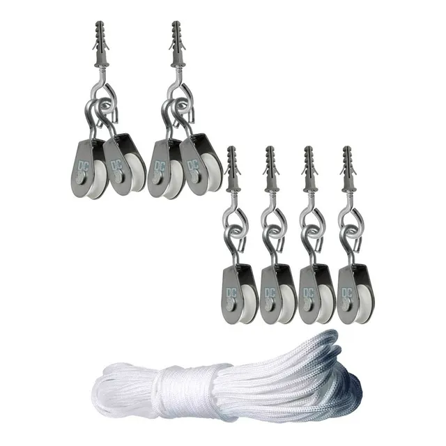 Super Kit Reposição Roldana Varal Teto Apto Casa + 13m Corda