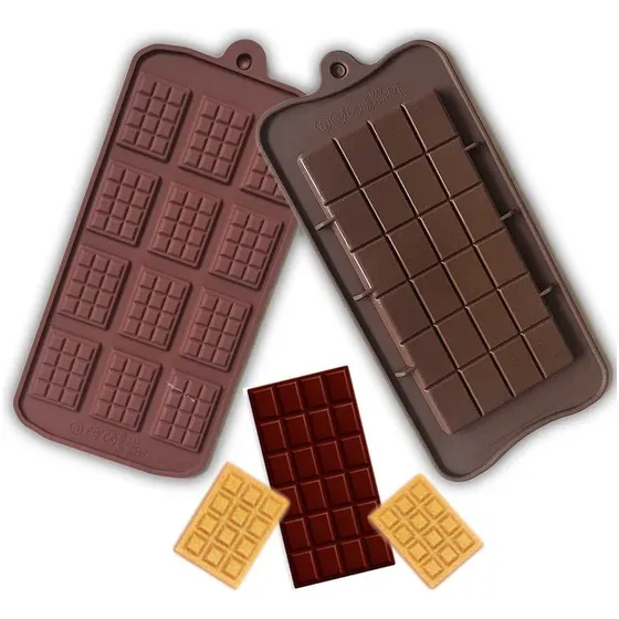 Molde Silicon 2 Barra Chocolate Mini Reposteria Galletas Diy