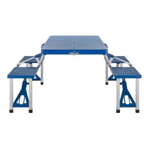 Mesa Plegable Tipo Maleta Con Bancos 134 Cm Color Azul