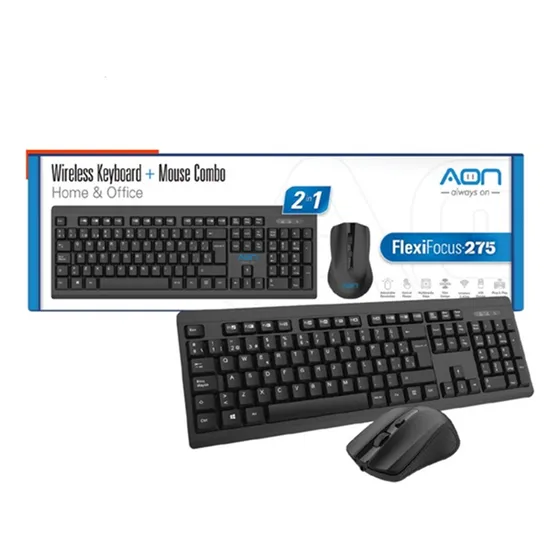 Kit Combo Mouse Y Teclado Inalambrico Usb Aon Flexifocus-275