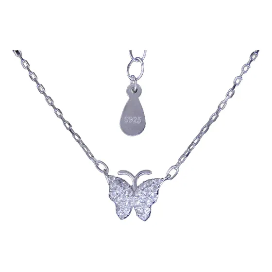Conjunto De Plata 925 Cadena + Mariposa Con Cubic X Local !!