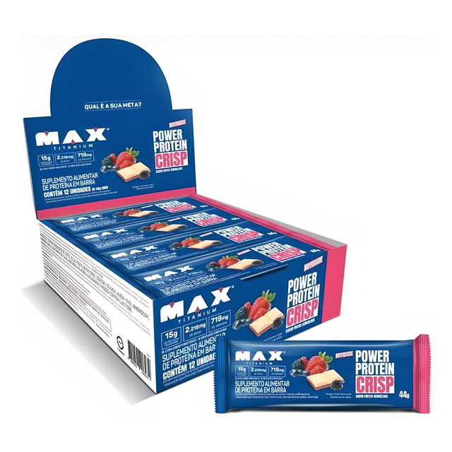 Power Protein Crisp 12un De 44g Frutas Vermelhas - Max Titanium Power Protein Crisp 12un De 44g Frutas Vermelhas - Max Titanium