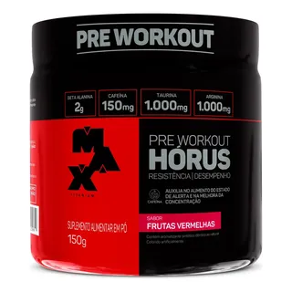 Max Titanium Pré Treino Hórus 150g Max Titanium Frutas Vermelhas Energia Sustenta