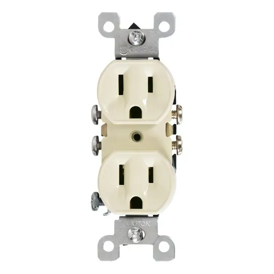 Toma Leviton 15a C/polo A Tierra Blanca/marfil X10 Con Tapa Color Beige
