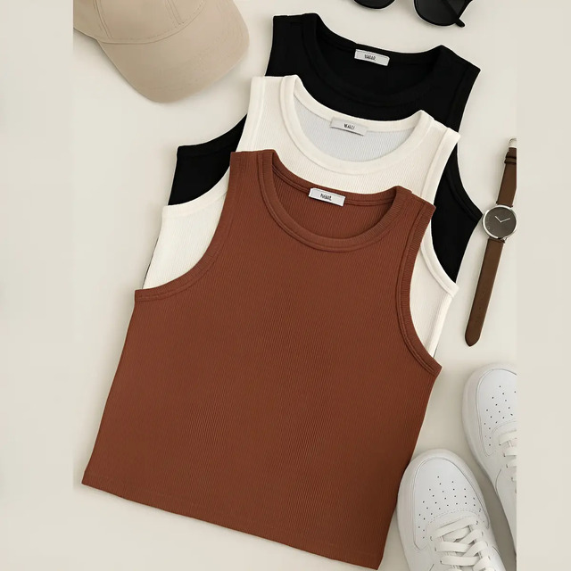 Blusa Cropped Canelado Kit 3 Peças Moda Gringa Blusa Cropped Canelado Kit 3 Peças Moda Gringa