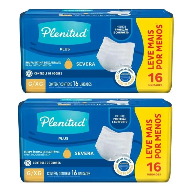 Roupa Intima Descartável Plenitud Plus G/xg 2 Pacs De 16un
