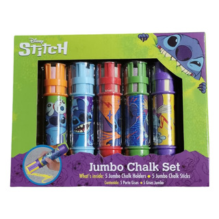Set De 5 Gises De Colores Jumbo Porta Gis Stich Set De 5 Gises De Colores Jumbo Porta Gis Stich
