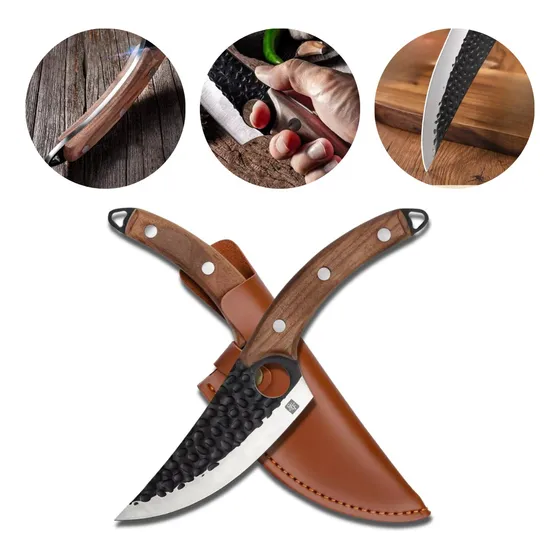 Cuchillo De Cocina Curvo Profesional Forjado A Mano Ac. Inox