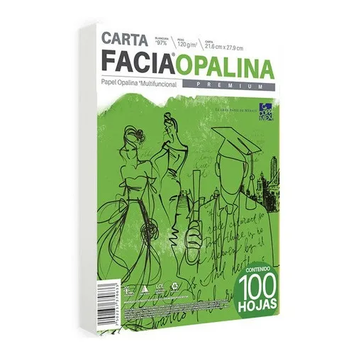 Papel Facia Opalina Blanco 120 Gr Carta - Paquete 100 Hojas