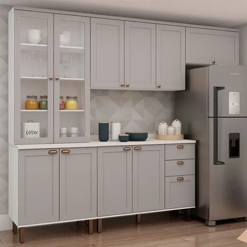 Cozinha Compacta 4 Portas 3 Gavetas Emily Branco Hjwt