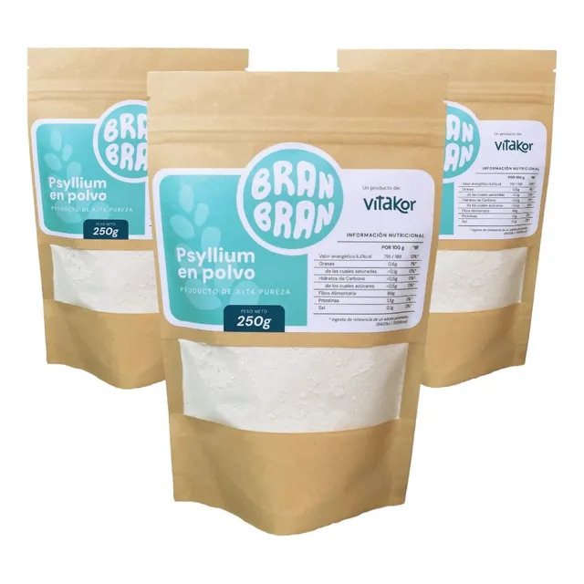  Bolsa De Psyllium En Polvo Puro 250g Sin Aditivos Branbran
