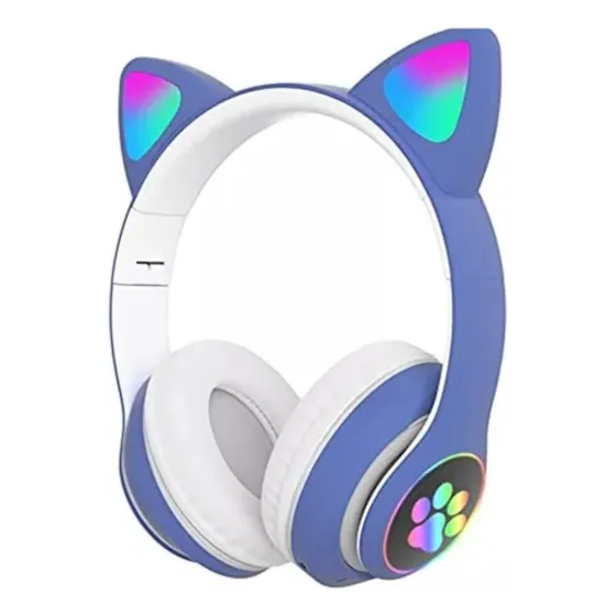 Fone Gatinho Sem Fio Com Led Bluetooth Infantil Meninas Gato