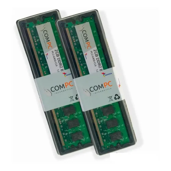 Kit 2 Memória Ram Ddr2 4gb (2x2gb) Adata 800mhz Verde-musgo