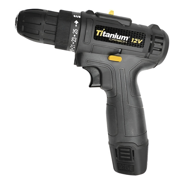 Parafusadeira Furadeira Bateria 12v 1,2ah Titanium Platina T12 06212 Cor Preto