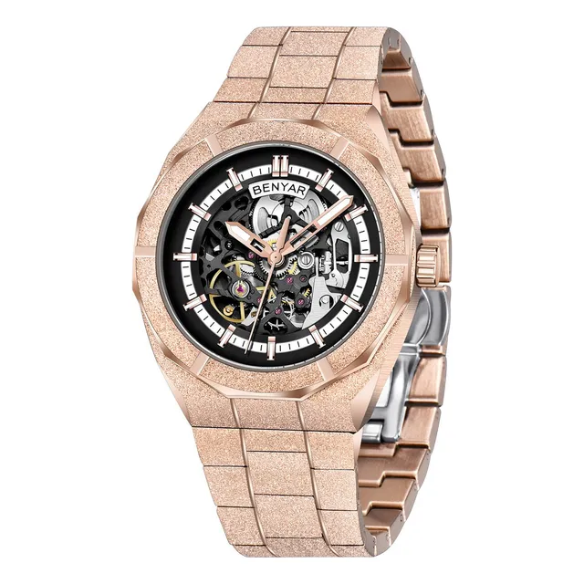 Reloj Mecánico Benyar Para Hombre, Reloj Hueco De Acero Inox