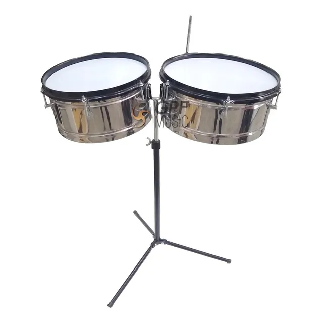 Timbaleta 13 Y 14 PuLG Con Pie Y Soporte Para Cencerro