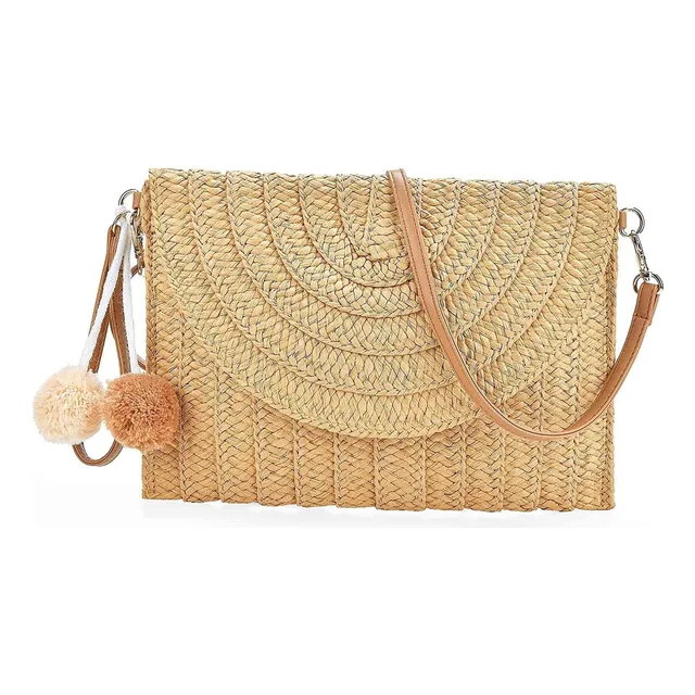 Bolso Verano Rafia Hecho A Mano Bandolera Playa Mimbre Paja