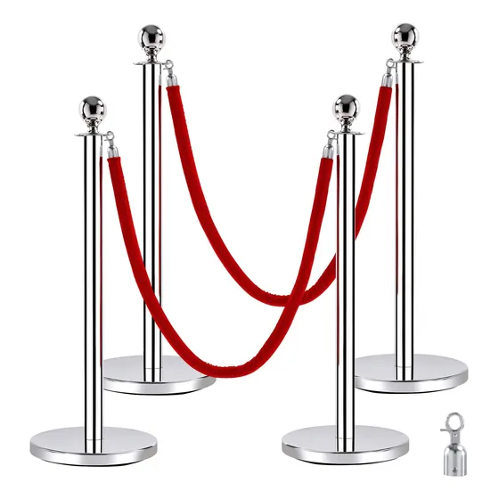 Cuerda Poste Alfombra Roja Terciopelo Rojo 5 Pie 4 Barrera