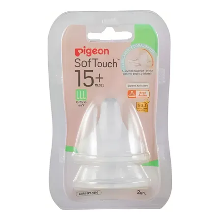 Tetinas Pigeon Softouch Boca Ancha Talla 15+meses + Lll