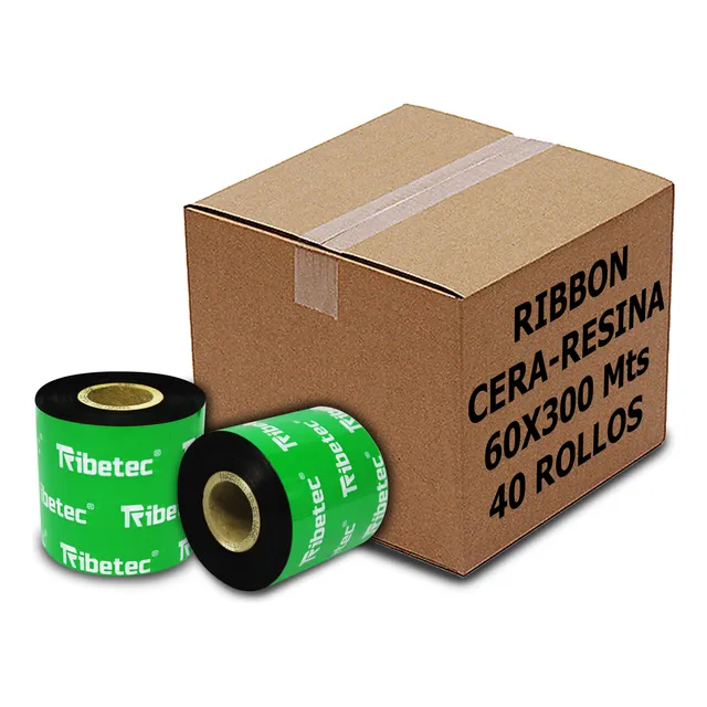 40 Ribbon Cera Resina 60x300 Mts Para Impresora De Etiquetas