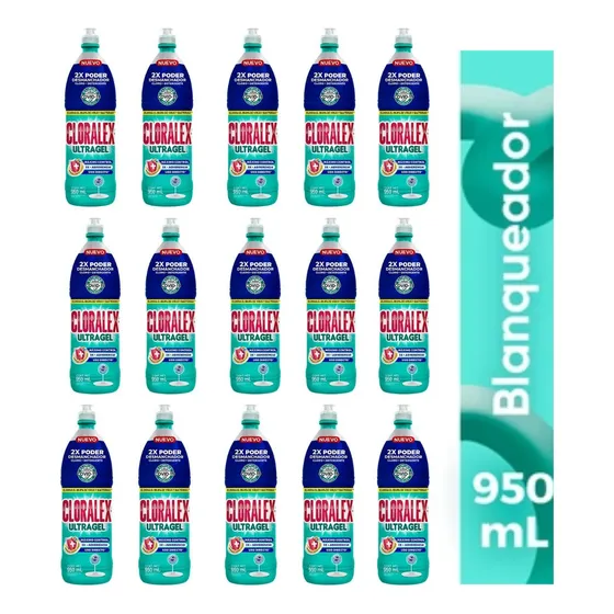 Caja Blanqueador Cloralex Max Control Gel 15 Pzs De 950 Ml