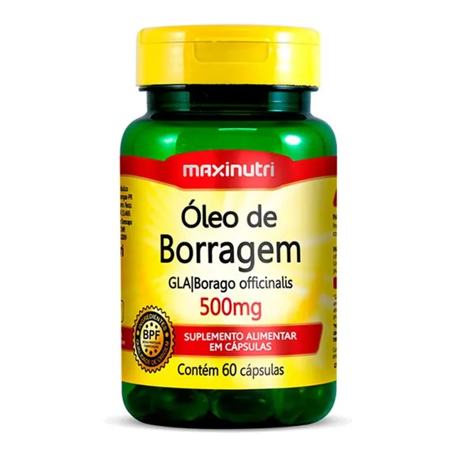 Óleo De Borragem 500mg Com 60 Cápsulas Loja Maxinutri